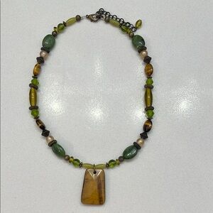 Green and Brown Beaded Necklace